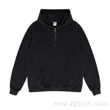 Autumn and winter washed distressed men's hoodie